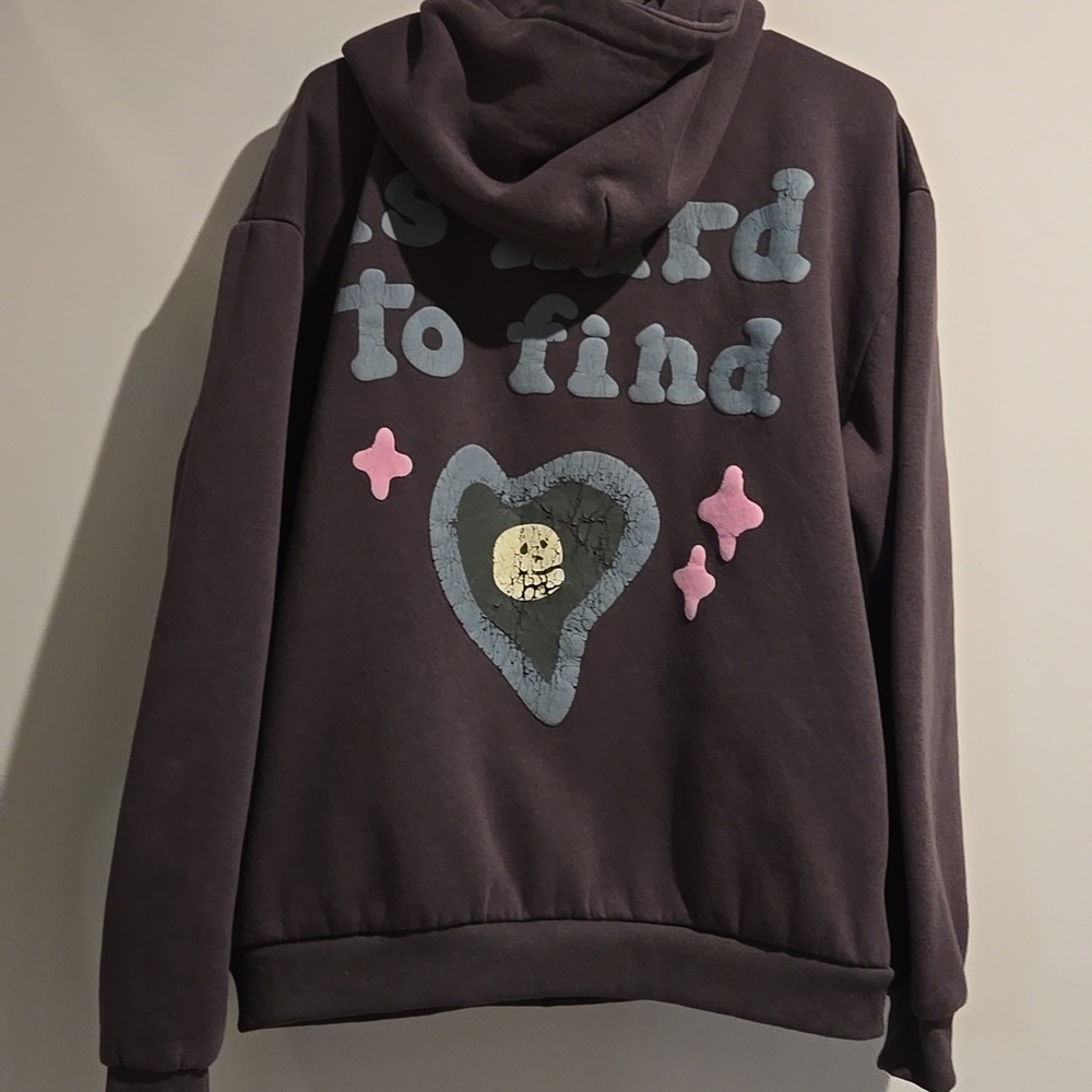 True Love gray blue pink hoodie. Size XL. Worn distressed look. - Picture 5 of 6